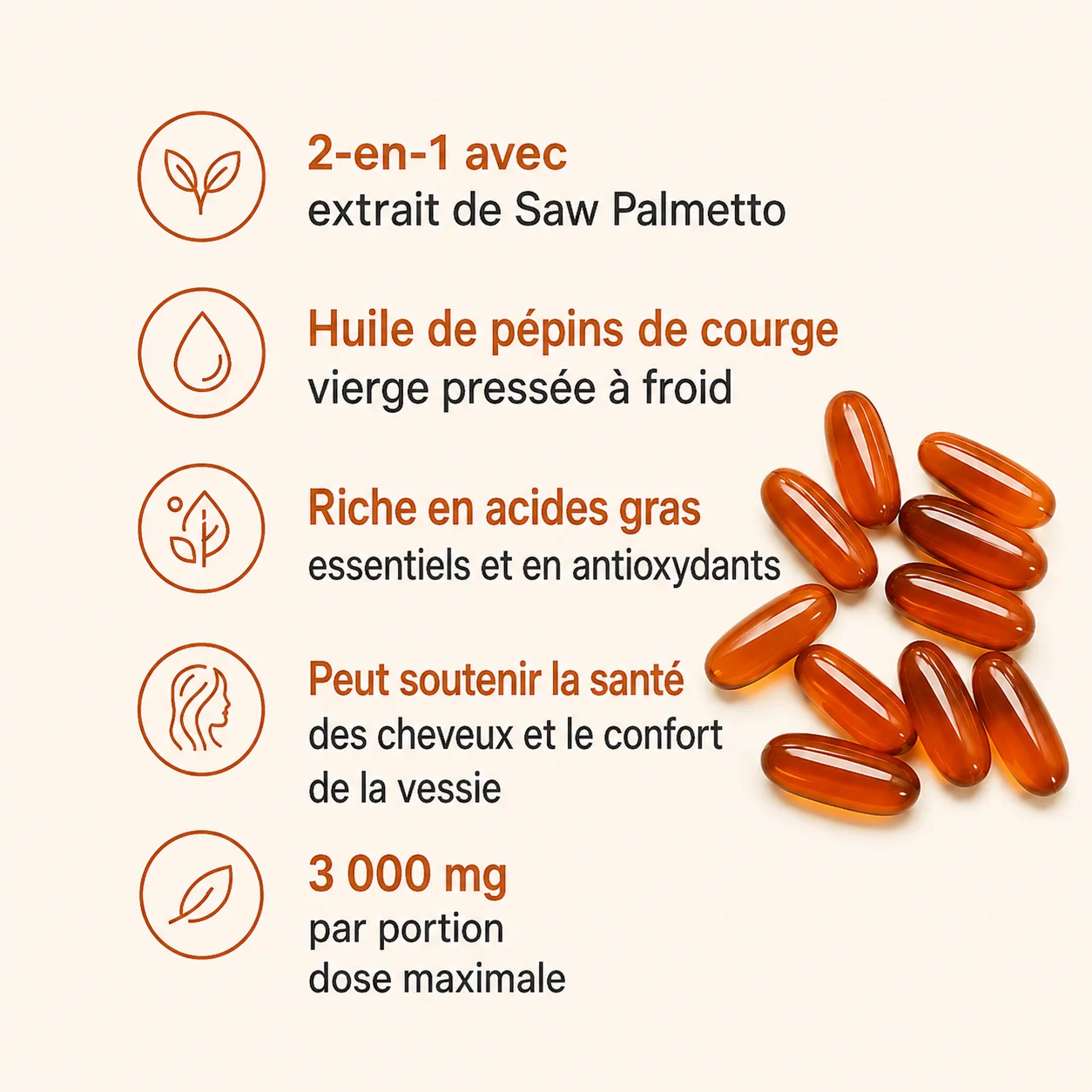 Vitaminory Gélules d'Huile de Graines de Courge