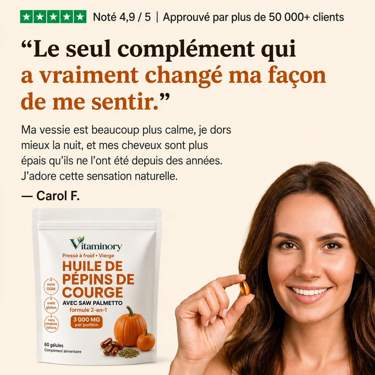 Vitaminory Gélules d'Huile de Graines de Courge